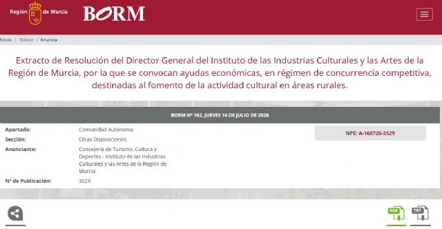 Cultura dota con más de 64.000 euros proyectos que se desarrollen en áreas rurales