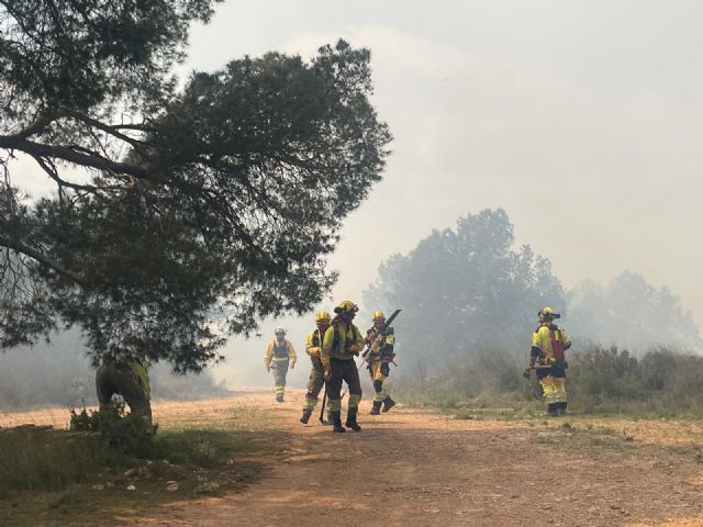 El dispositivo de emergencias con 225 efectivos consigue controlar el incendio forestal de Aledo en menos de 24 horas